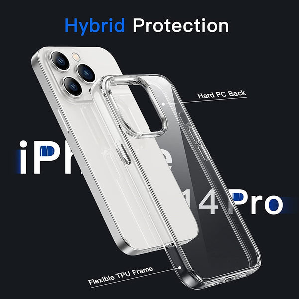 ExpressB® Transparent Hard Back | Crystal Clear iPhone Case Cover For iPhone 14 Pro