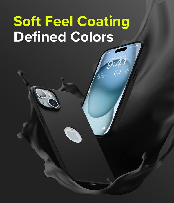 ExpressB® Matte Finish | Slim Fit Silicone Soft Back Cover With Logo Cutout For iPhone 15